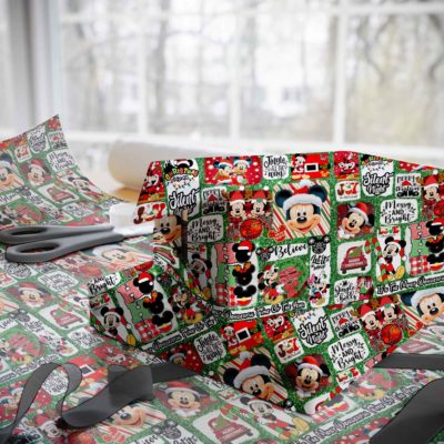 Mickey & Friends Christmas – Festive Disney Gift Wrap, Holiday Wrapping Paper for Magical Christmas Gifts