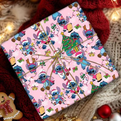 Stitch & Lilo Christmas – Disneyland Holiday Seamless Pattern Gift Wrap, Cute Couple Xmas Paper, Birthday Wrap Stitch & Lilo Christmas – Disneyland Holiday Seamless Pattern Gift Wrap, Cute Couple Xmas Paper, Birthday Wrap