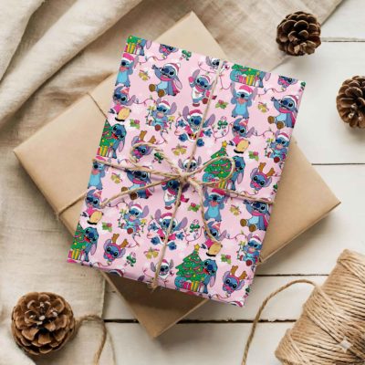 Stitch & Lilo Christmas – Disneyland Holiday Seamless Pattern Gift Wrap, Cute Couple Xmas Paper, Birthday Wrap Stitch & Lilo Christmas – Disneyland Holiday Seamless Pattern Gift Wrap, Cute Couple Xmas Paper, Birthday Wrap