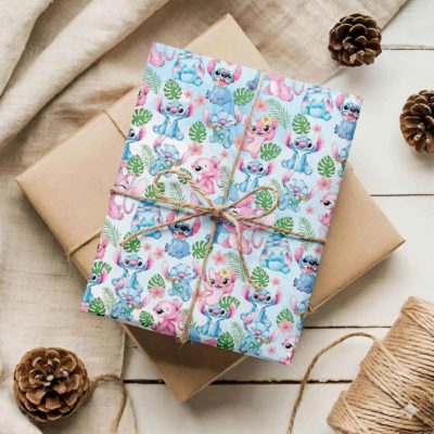Stitch and Angel Wrapping Paper – Cute Disney Gift Wrap for Birthday & Holiday Christmas Gifts