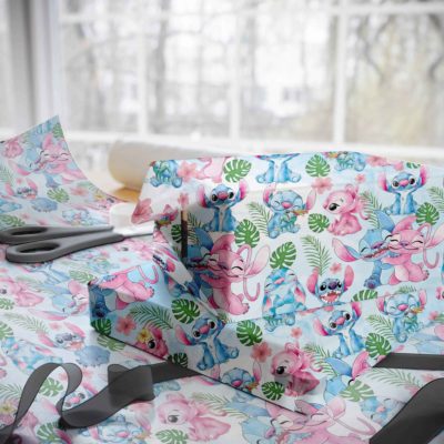 Stitch and Angel Wrapping Paper – Cute Disney Gift Wrap for Birthday & Holiday Christmas Gifts