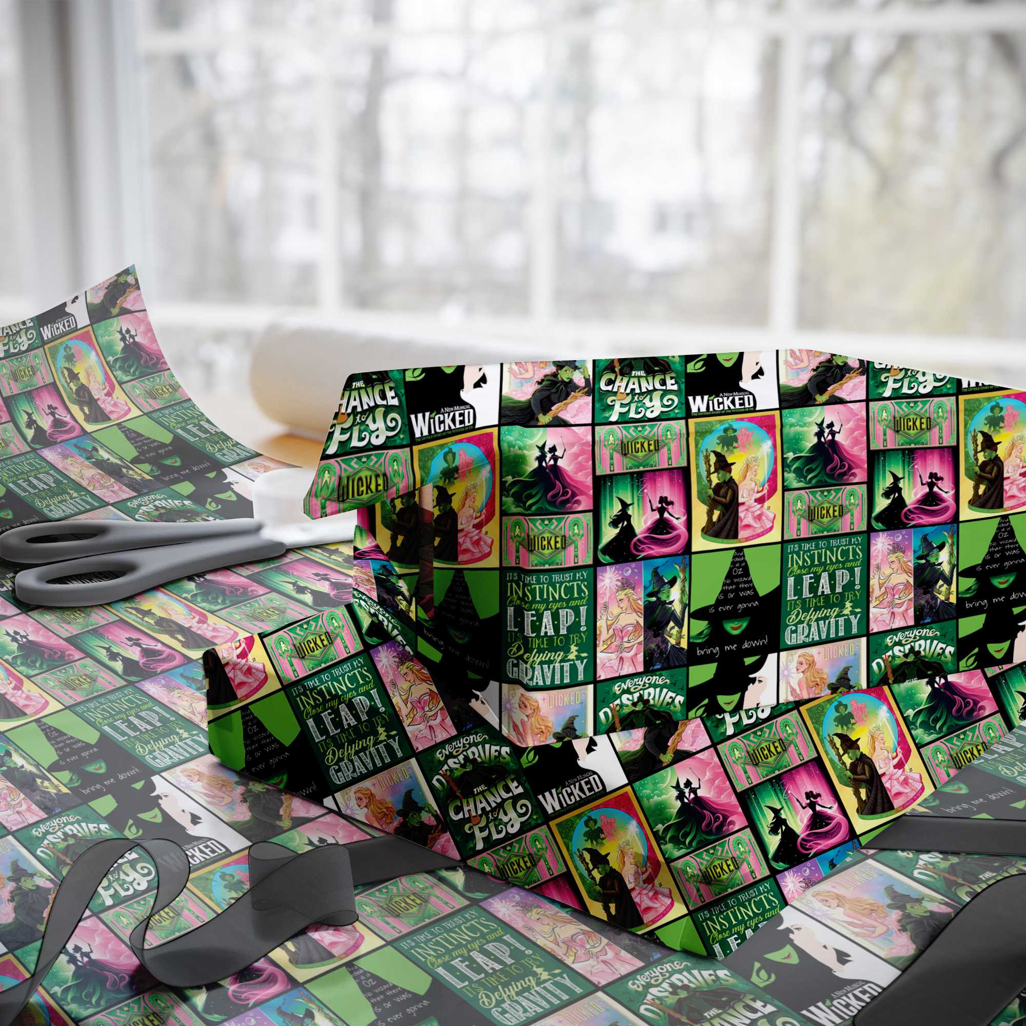 Wicked Wrapping Paper – Elphaba & Glinda “Changed for Good” Design, Christmas Holiday Gift Wrap Wicked Wrapping Paper – Elphaba & Glinda “Changed for Good” Design, Christmas Holiday Gift Wrap