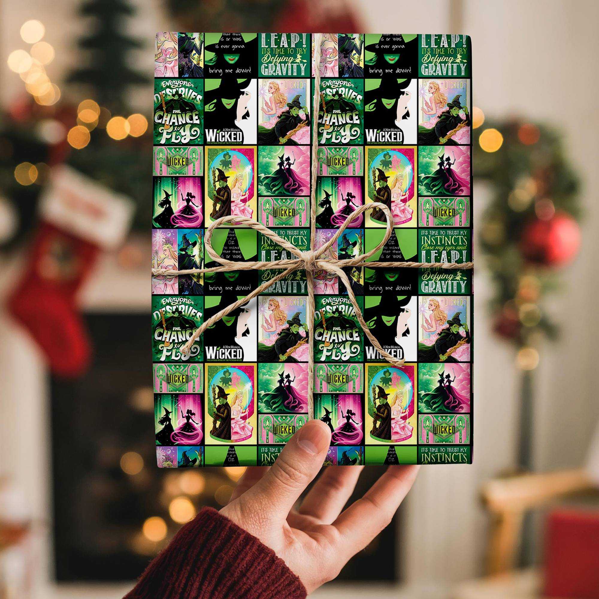 Wicked Wrapping Paper – Elphaba & Glinda “Changed for Good” Design, Christmas Holiday Gift Wrap Wicked Wrapping Paper – Elphaba & Glinda “Changed for Good” Design, Christmas Holiday Gift Wrap