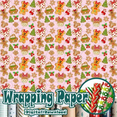 Disneyland Christmas Seamless Pattern – Mickey & Friends Xmas Gift Wrap, Holiday Paper, Christmas Packaging