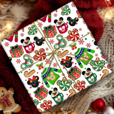 Christmas Disneyland Seamless Pattern – Mickey Minnie Gift Wrap Holiday Christmas Packaging Gifts