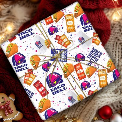 Taco Bell Sauce Packets Wrapping Paper – Spicy Hot Sauce Gift Wrap for Taco Lovers, Birthday & Christmas Gifts
