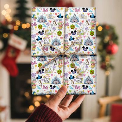 Disneyland Christmas Seamless Pattern – Mickey & Friends Digital Paper Holiday Birthday Christmas Gifts