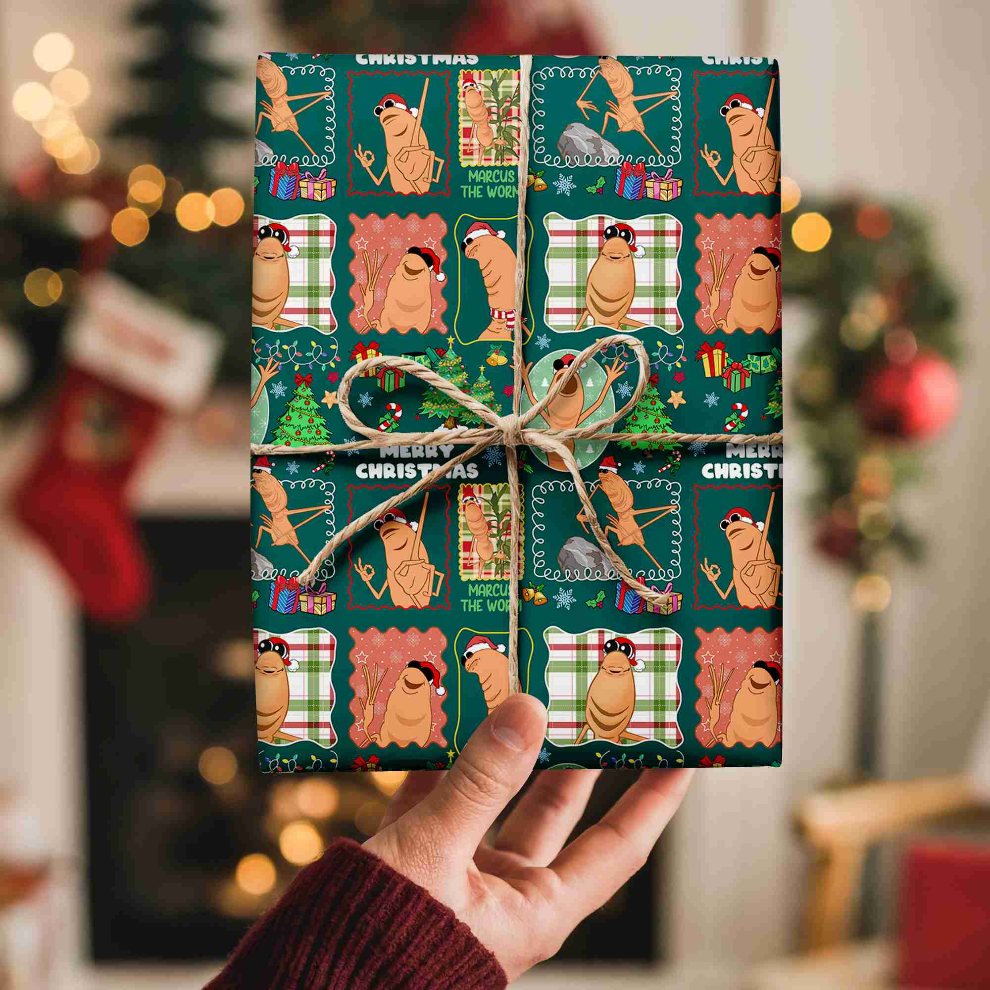 Marcus the Worm Wrapping Paper – Funny Christmas Gift Wrap, Marcus Holiday Wrapping Design Marcus the Worm Wrapping Paper – Funny Christmas Gift Wrap, Marcus Holiday Wrapping Design