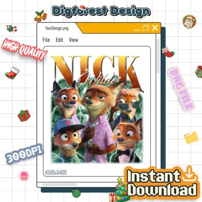 Disney Zootopia Nick Wilde PNG – Judy Hopps & Nick Wilde 2025 Design, Disneyland Family Trip PNG