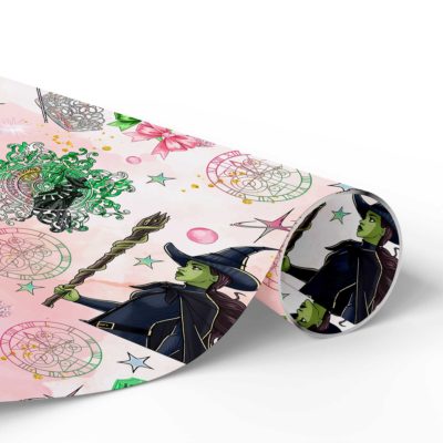 Wicked Movie Wrapping Paper – Glinda & Elphaba Green/Pink Matching, 2025 Christmas Holiday Gift Paper