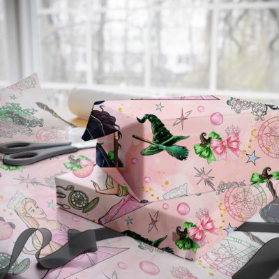 Wicked Movie Wrapping Paper – Glinda & Elphaba Green/Pink Matching, 2025 Christmas Holiday Gift Paper