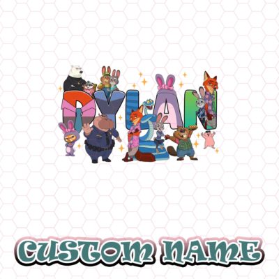 Custom Name Zootopia 2 Character PNG – Judy Hopps & Nick Wilde, Disneyland Family Trip Magic Kingdom File