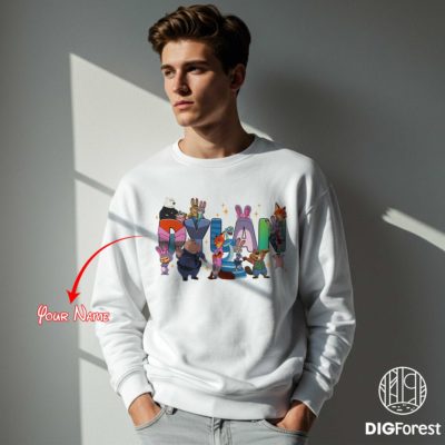 Custom Name Zootopia 2 Character PNG – Judy Hopps & Nick Wilde, Disneyland Family Trip Magic Kingdom File