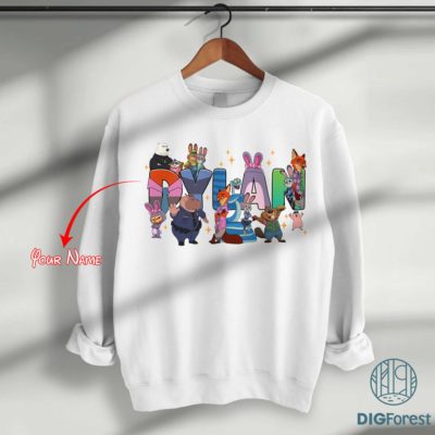 Custom Name Zootopia 2 Character PNG – Judy Hopps & Nick Wilde, Disneyland Family Trip Magic Kingdom File