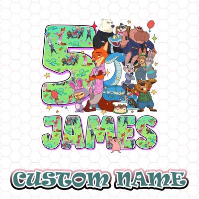 Personalized Zootopia Custom PNG – Birthday Sublimation, Custom Name & Age Digital Cliparts