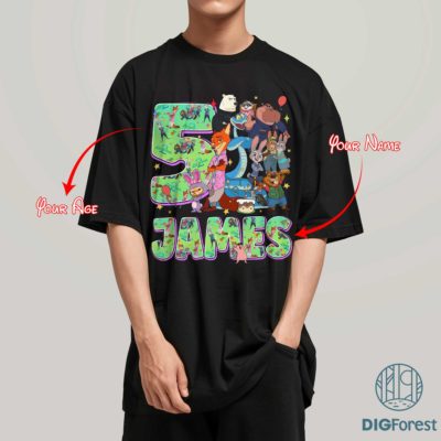 Personalized Zootopia Custom PNG – Birthday Sublimation, Custom Name & Age Digital Cliparts