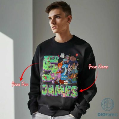 Personalized Zootopia Custom PNG – Birthday Sublimation, Custom Name & Age Digital Cliparts