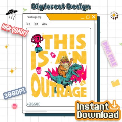 This Is an Outrage PNG – Princess Donut Cat Dungeon Crawler Carl LitRPG Book Fan Design