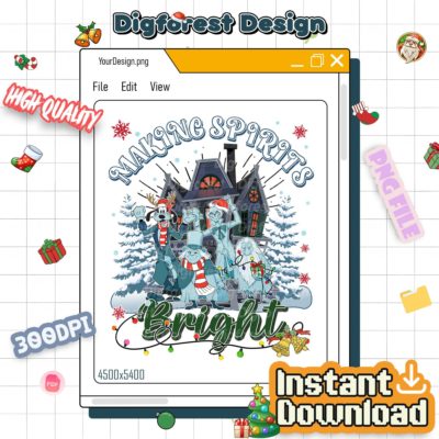 Vintage Haunted Mansion Christmas PNG – Making Spirits Bright Hitchhiking Ghosts, Madam Leota Family Design