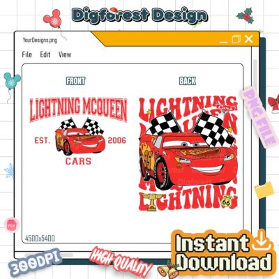 Disney Cars Lightning McQueen PNG – Pixar McQueen, Mater & Sally Family Trip Disneyland Vacation Design