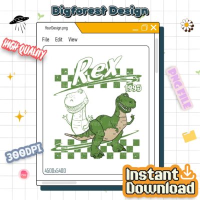 Retro Disneyland Pixar Toy Story Rex PNG – Woody Buzz Jessie Rex Slinky EST 1995 Family Matching Design