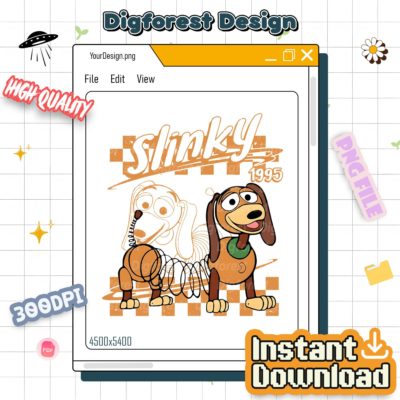 Retro Disneyland Pixar Toy Story Slinky PNG – Woody Buzz Jessie Rex Slinky EST 1995 Family Matching Design