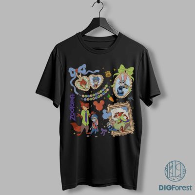 Coquette Zootopia PNG – Judy Hopps & Nick Wilde, Cute Bow Retro Zootropolis Disney WDW 2025 Family Trip Design