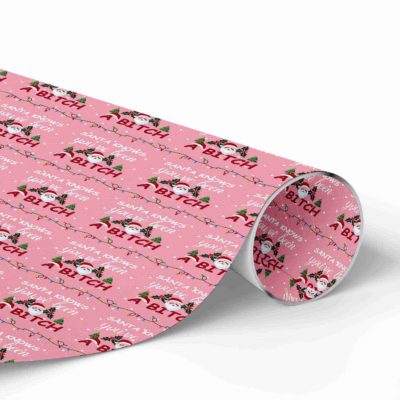 Funny Santa Seamless Pattern – Santa Knows You’ve Been a Bitch Xmas Wrap Christmas Gift 07