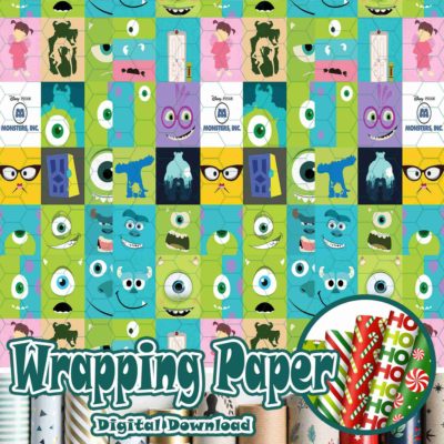 Monsters Inc Seamless Pattern – Mike & Sulley Wrap PNG Disneyland Paper 2025 Xmas Gift