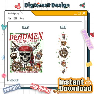 Vintage Pirates of the Caribbean Christmas PNG – Classic Holiday Movie Themed Design