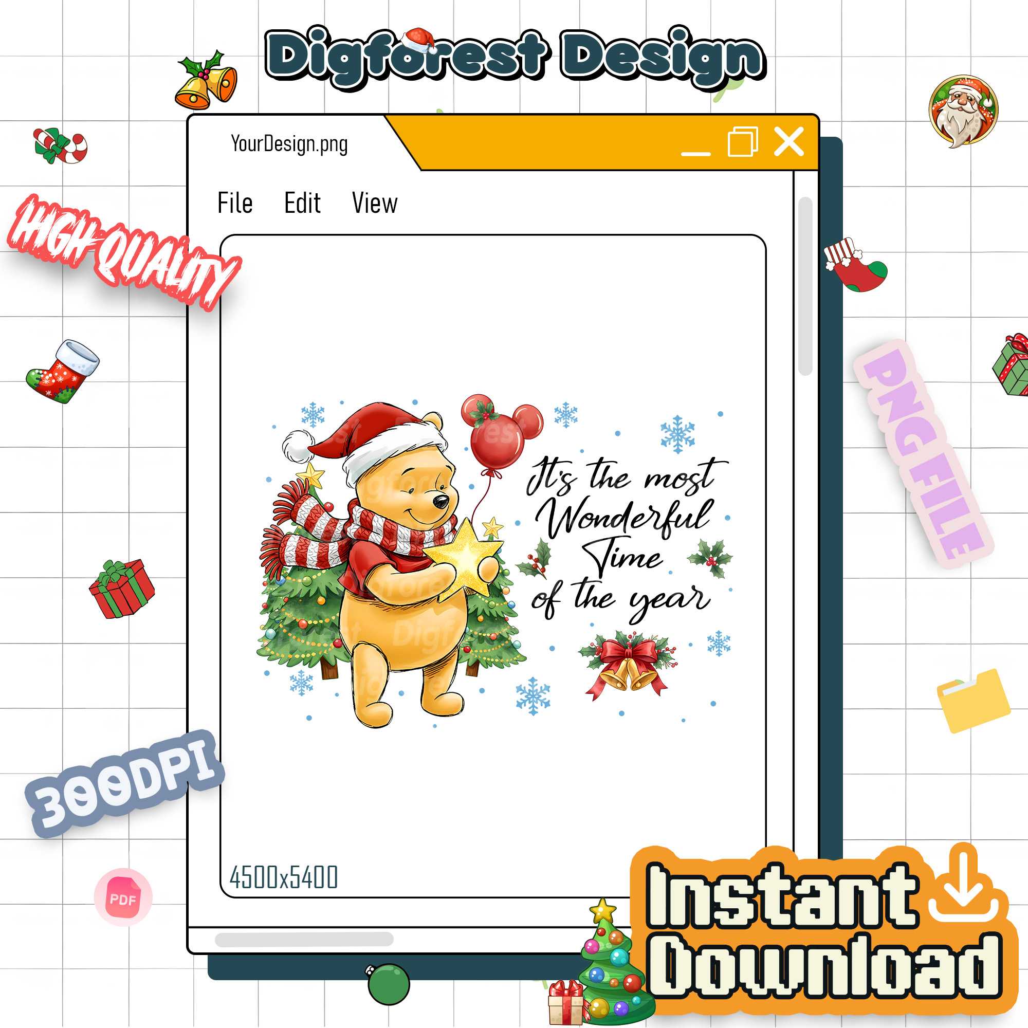 It’s the Most Wonderful Time of the Year PNG – Winnie the Pooh Merry Christmas Disney Holiday Design It’s the Most Wonderful Time of the Year PNG – Winnie the Pooh Merry Christmas Disney Holiday Design