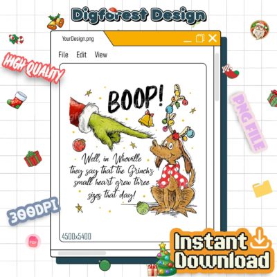 Grinch Boop Reindeer Dog PNG – Merry Grinchmas Happy Christmas Holiday Design