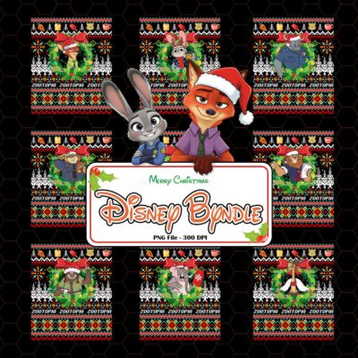 Zootopia Varsity Christmas PNG Bundle – Nick Wilde Xmas Design, DisneyWorld Family Matching Zootopia PNG