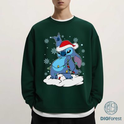 Lilo & Stitch Christmas Clipart PNG Bundle – Cute Blue Animal Holiday Cartoon Merry Christmas Design