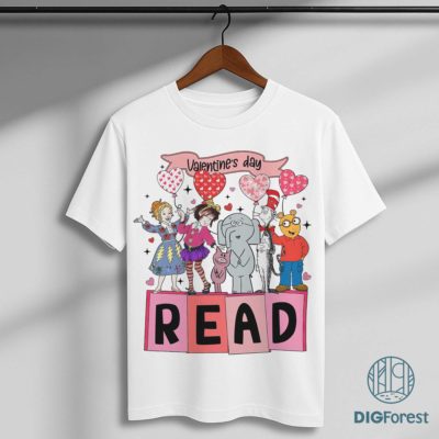 Valentine Read PNG – Teacher & Book Lover Design, Comfort Colors Style Librarian Valentine Graphic