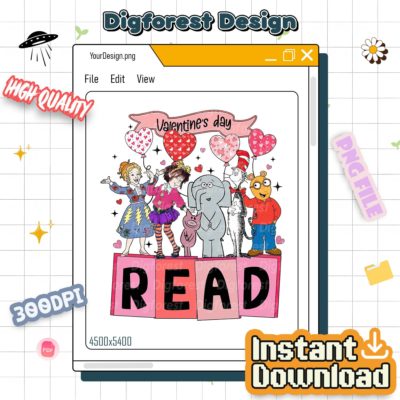 Valentine Read PNG – Teacher & Book Lover Design, Comfort Colors Style Librarian Valentine Graphic