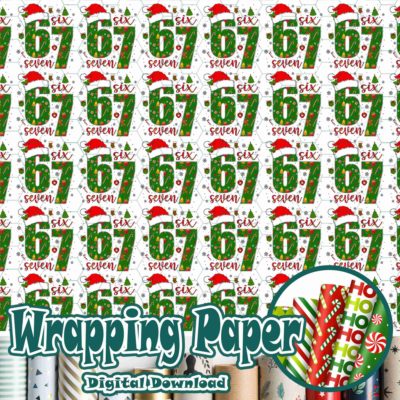 67 Christmas Wrapping Paper, Funny Viral Meme Gift Wrap, Cute Kids Xmas Wrap, Trendy Holiday Packaging