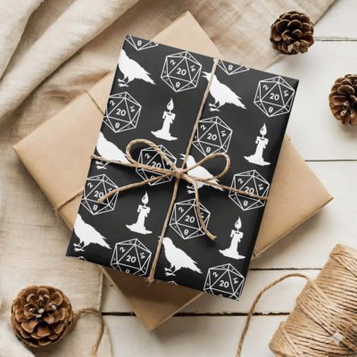Dungeons & Dragons Christmas Wrapping Paper – Dungeon Master RPG Gift Wrap, Custom Gaming Dice Xmas Wrap